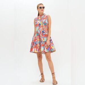 Oliphant Yoke Dress Coral Womens Size M